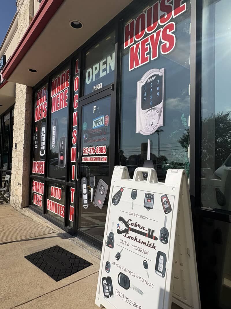 in the front of cobra locksmith office in 2026
